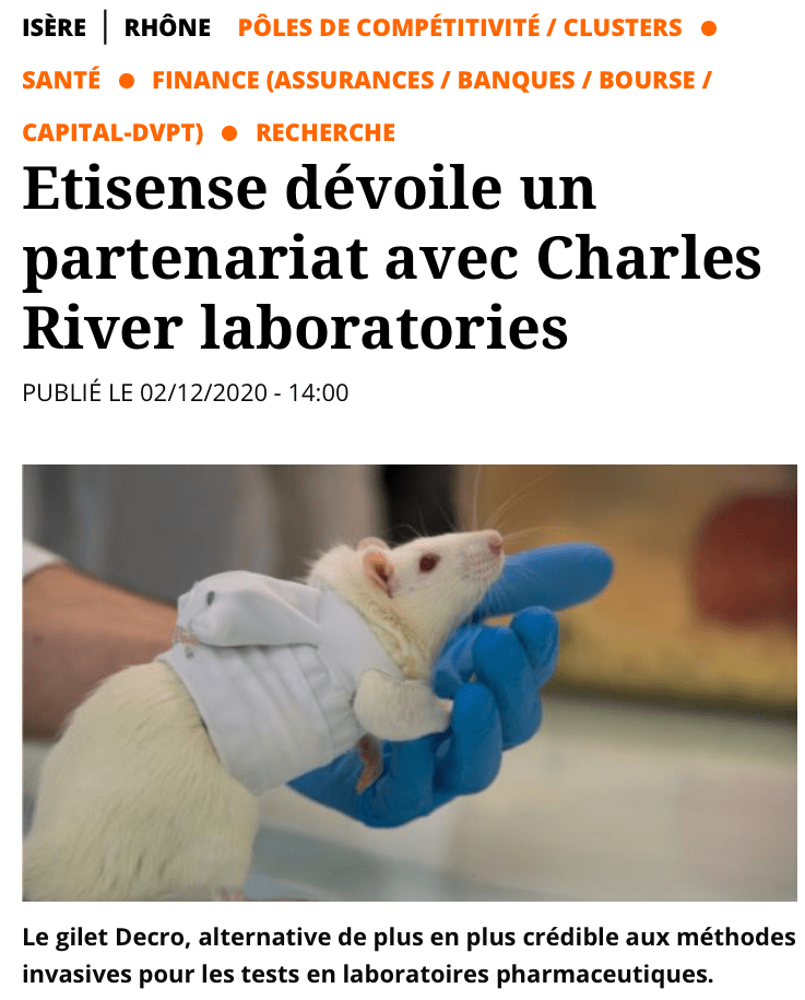 Article BREF ECO ETISENSE partnership charles river laboratories press brief eco etisense